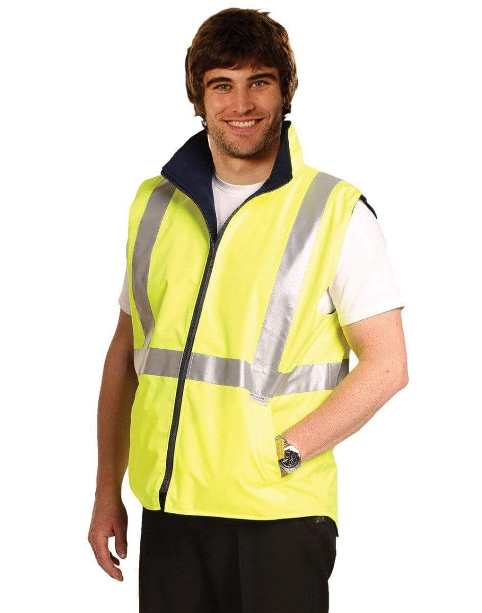 Australian Industrial Wear Work Wear HI-VIS REVERSIBLE SAFETY VEST WITH 3M TAPES SW19A